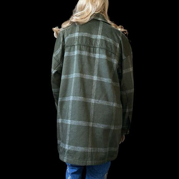 Sonoma Heavyweight Brushed Flannel Shacket Olive Green Plaid Size 2XL women’s - Picture 4 of 14